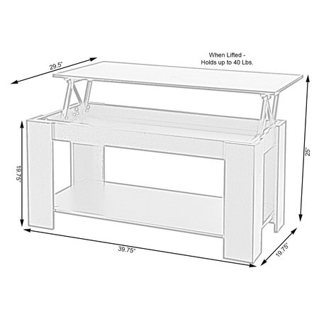 Basicwise Modern Wood Coffee Table with Lift Tabletop, White QI003549.W